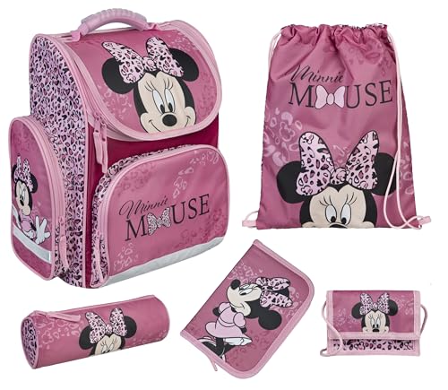 Undercover - Schulranzen Set Clou Minnie Mouse - 1. Klasse Grundschule - mehrteiliges Set mit Geldbeutel, Sportbeutel, Schlamperetui und Schüleretui