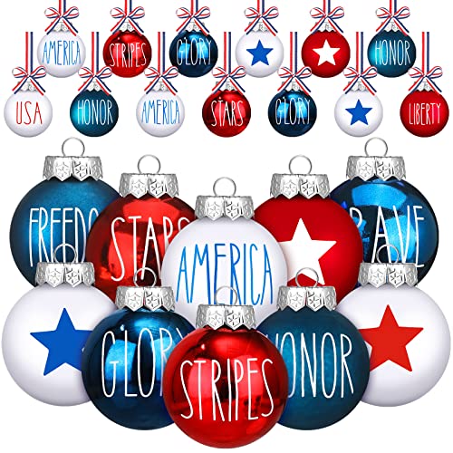 36 Pcs 4Th Of July Ball Ornaments Patriotic Decorations For Tree Plastic Independence Day Ball Decorations Red Blue White Ornaments Holiday Memorial Day Decor For Home Decor (Star Style) #TOP7