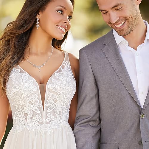 Conjunto de collar de circonio cúbico calidad premium con acabado marquesa sutil 6