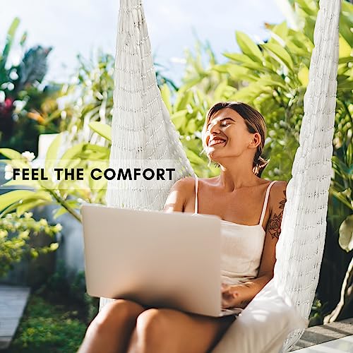 Tranquillo 550Lb Capacity Portable Double Hammock Durable Woven Hammock With Versatile Hammock Hanging Kit Strap & Ceiling Mount, Inhouse Patio, White #TOP4