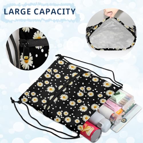 Daisy Dots Abstract Drawstring Bag Backpack 14" x 18" Gym String Bag Sports Drawstring Sackpack Cinch Sack Waterproof String backpack for Women Men - Image 6