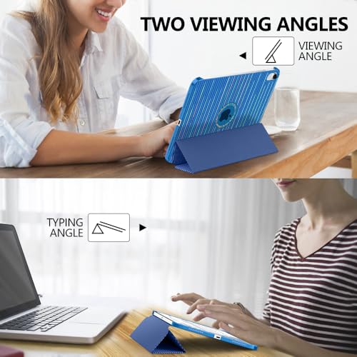 Image of MoKo PrisVibe Case for iPad (A16) 11th Generation 11 Inch 2025,iPad 10th Generation 10.9 Inch 2022,Slim Stand Hard PC Translucent Back Shell Smart Cover,Support Touch ID, Dazzle Navy Blue