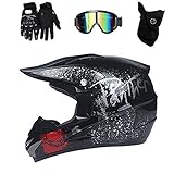 TRIPERSON Dirt Bike Off-Road Motocross ATV Motorcycle Helmet for Men Women,Professional Competition Helmet DOT Certified (Black, Large)