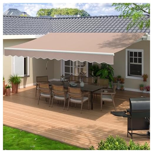 Patio Retractable Awning 13 x 8 ft Sun Shade Shelter Cover,Outdoor Patio Awnings for Shop, Restaurant, Cafe, Courtyard, Balcony