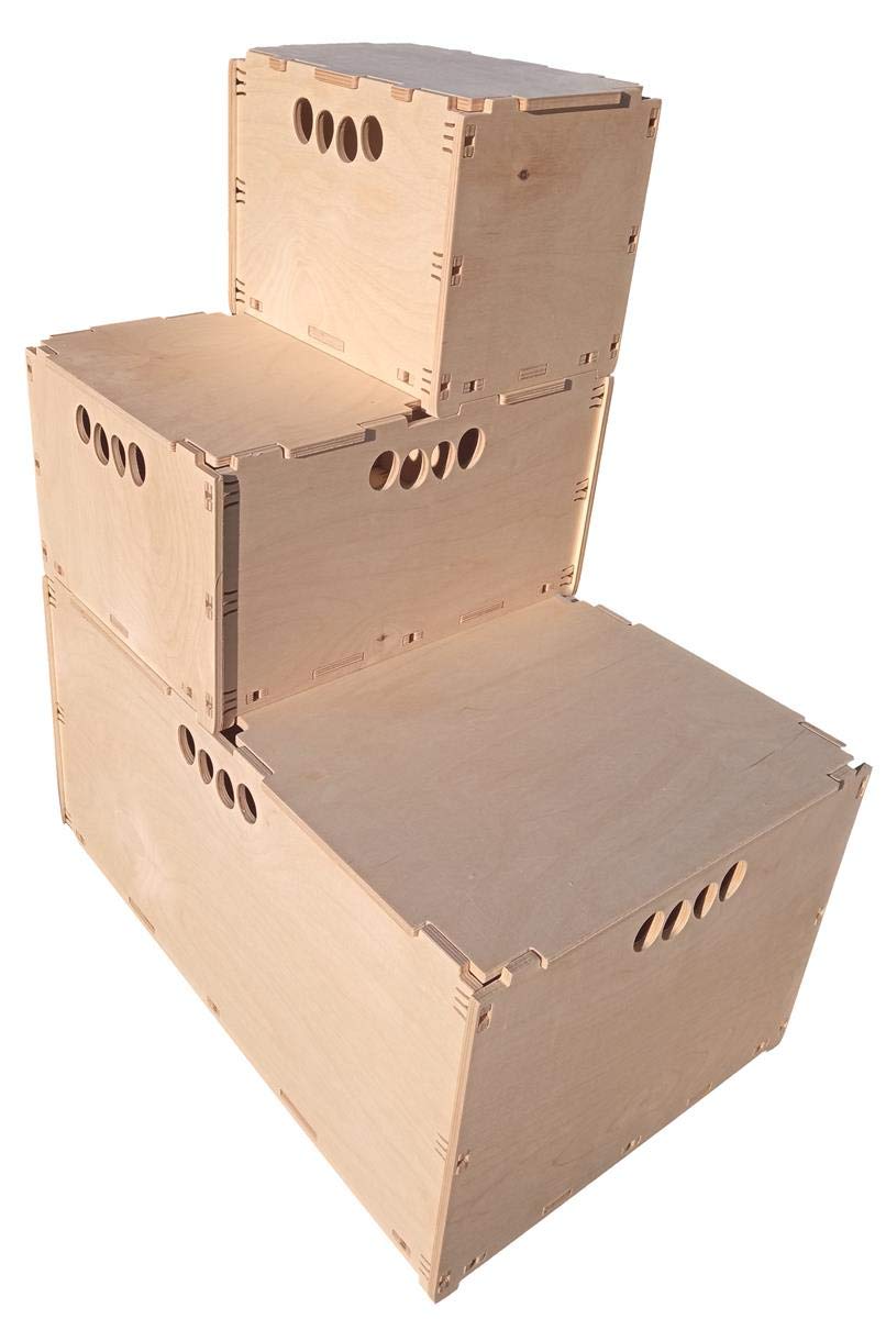 MK Design Hochbelastbar Werkzeugbox aus Holz Holzkiste Naturbelassen 60x40x17cm 31 Liter mit Deckel stapelbar Aufbewahrungsbox