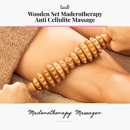 Tuuli Accessories - Wooden Massager Roller Set, Multi-Functional Body Roller For Cellulite Reduction, Muscle Tension And Skin Health Support, Natural Massager For Women And Men #TOP2