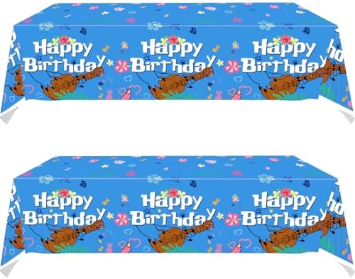 HJFZLY 2Pcs Blue Cartoon Luau Birthday Tablecloth and Animation Table Cover for Boys Kids Girl (71in x 42in) image 5