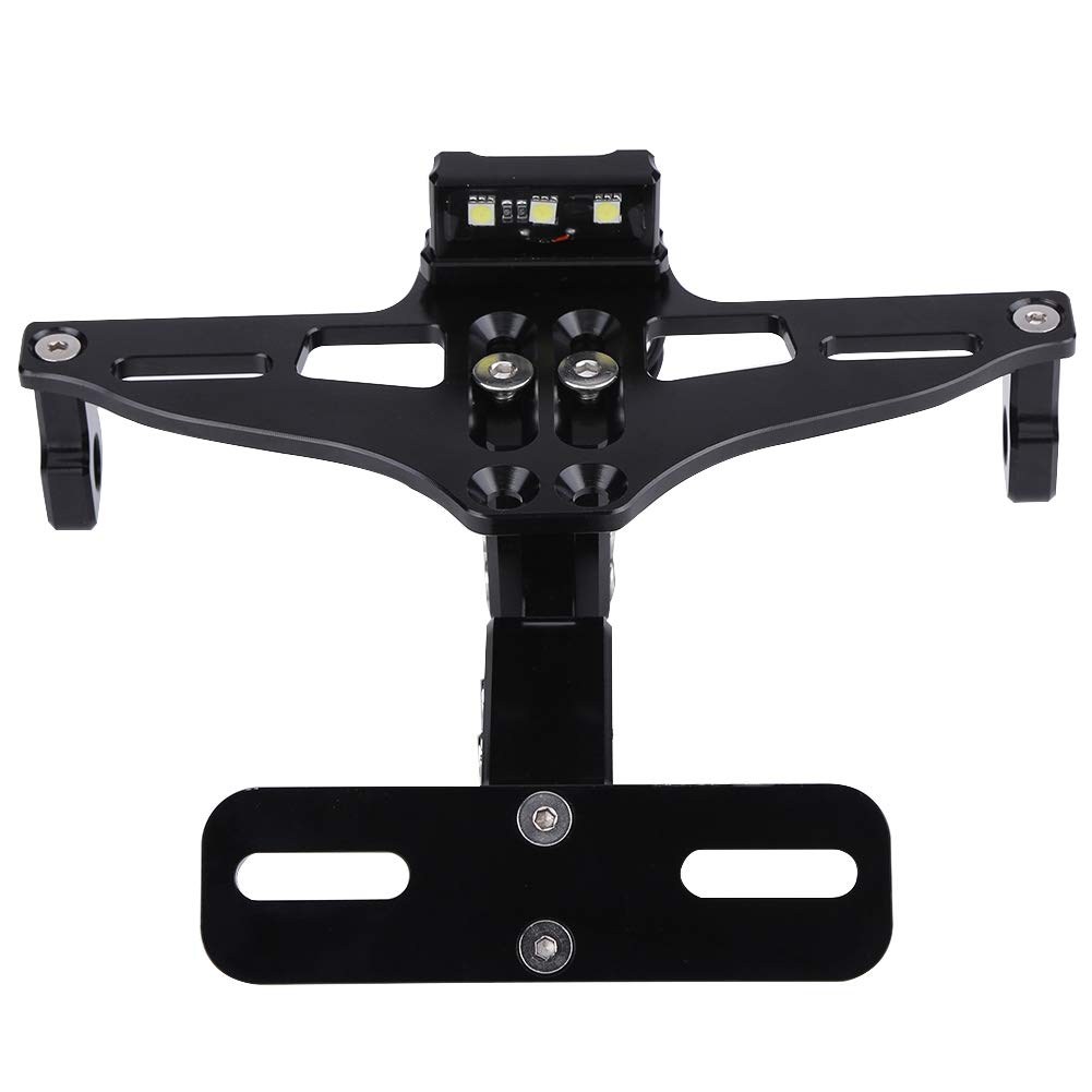 Support Plaque Moto Pliable Électrique Court - Compatible MT03 Et Modèles Similaires - Avec LED Blanches