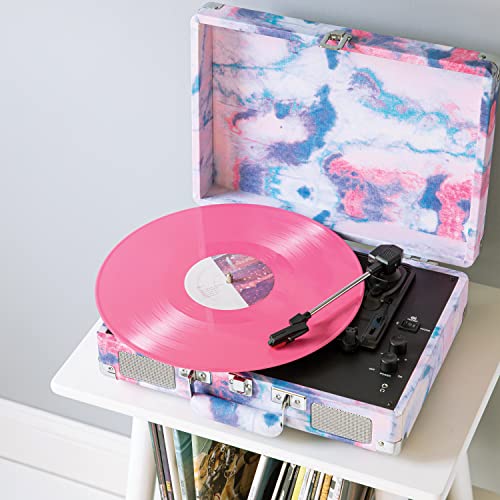 Image of Crosley CR8005F-TD Cruiser Plus Vintage 3-Speed Bluetooth in /Out Suitcase Vinyl Record Player Turntable, Tye-Dye
