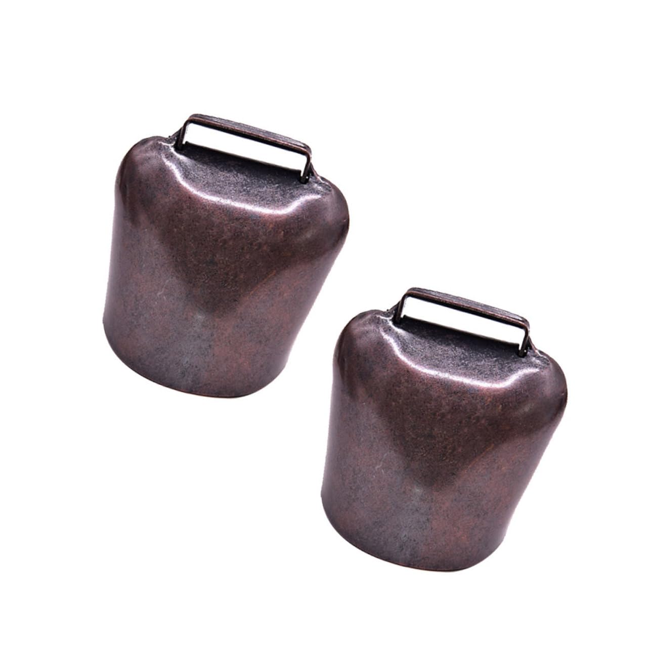 ARTIBETTER 2Pcs Thicken Small Bells Pendant for Farming Animals Durable Hanging Decor for Sheep Horse Cow Crisp Sound Alarm Accessories Red Bronze Style