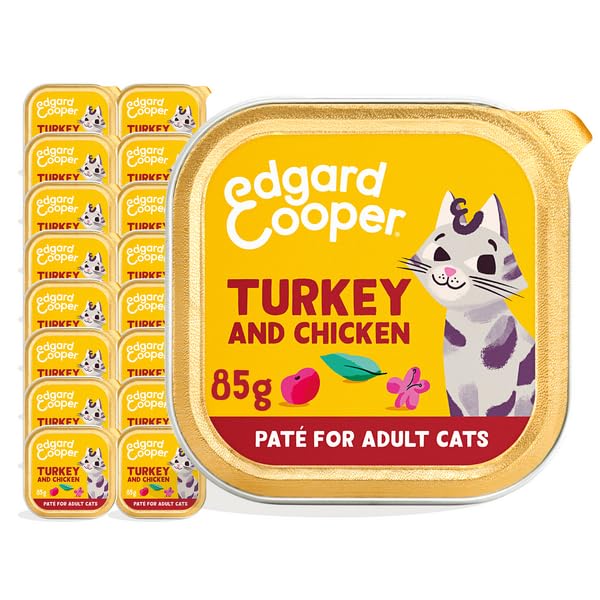 Edgard & Cooper cibo umido per gatti, (Pollo/Tacchino Fresco 85g x 16), pate gatto sterilizzati o attivo, carne fresca e ingredienti naturali, senza cereali, senza zuccheri aggiunti