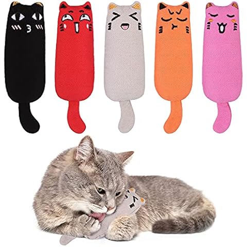 ADAKEL 5 Pieces Cat Catnip Toy  Cat Chew Toy  for Pet Cat Playing Chewing Teeth Cleaning Cover