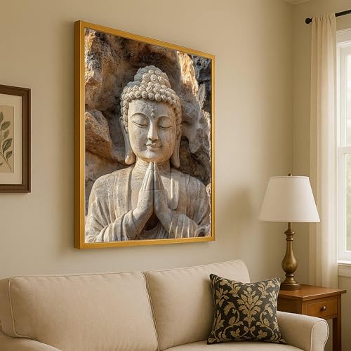 Lienzo de Buda de piedra para meditación zen cuadro de pared de 21x30 cm sin marco 4