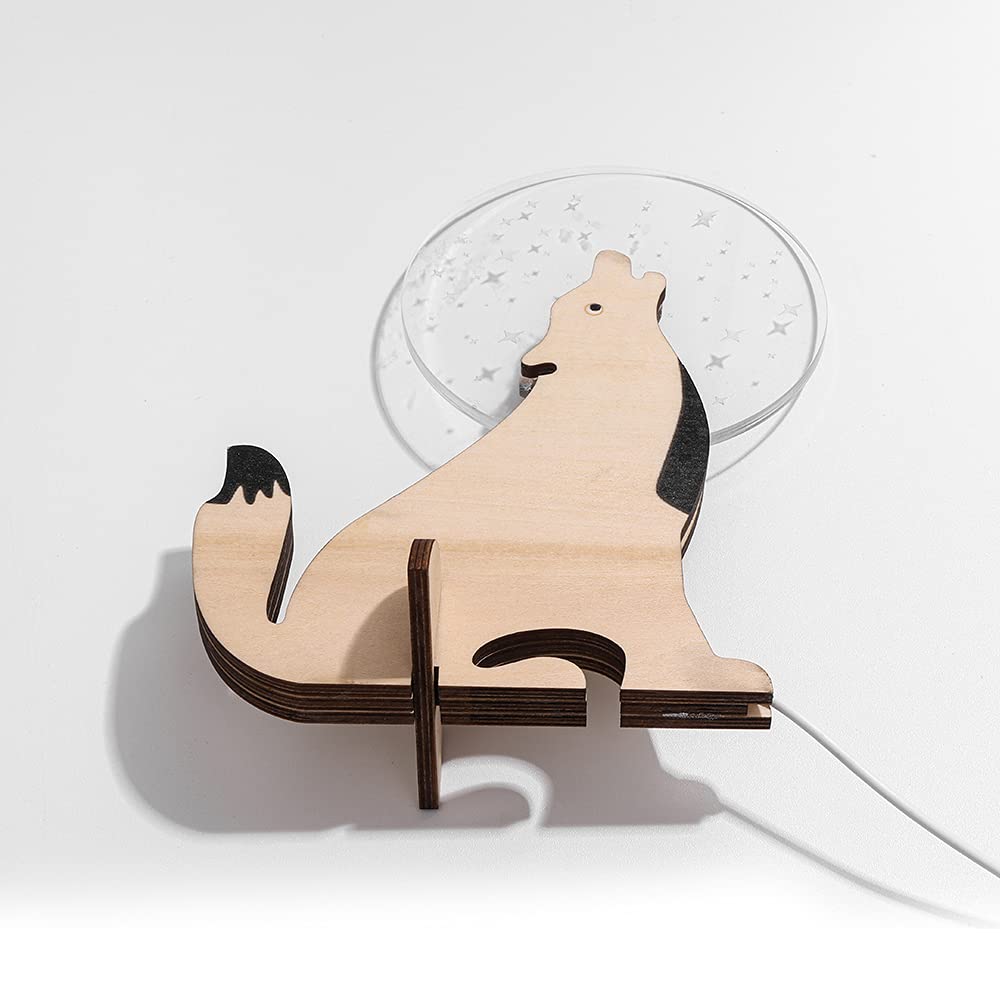 Mini Animal Night Light - Adjustable Dog Deer LED Lamp For Kids Bedroom, Nursery Blue