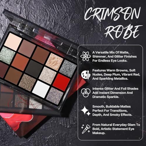 Image of UCANBE 15 Colors Matte Shimmer Metallic Glitter Eyeshadow Palette - Highly Pigmented Blendable Powder, Neutral Warm, Smokey & Bold Shades Makeup Palette