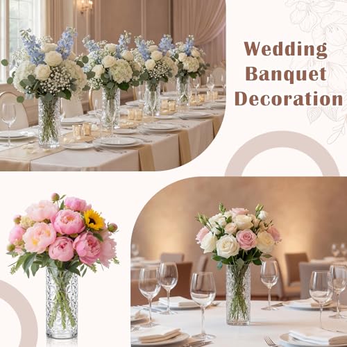 Mumufy 24 Pcs Plastic Bud Vases in Bulk Small Clear Flowers Vases for Centerpieces Wedding Decorations Home Banquet Formal Dinners Party Table Decor (Cylinder) by Mumufy - Used condition - Image 6
