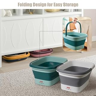 DEANIC Foot Spa, Foot Bath with Massager, Collapsible Pedicure Bowl with Carry Handle, Footspa for Women and Men, Foot Soak Bowl (Blue)