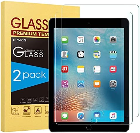 SPARIN 2 Pack Screen Protector Compatible with iPad 6th 5th Generation/iPad Pro 9.7, Tempered Glass Screen Protector