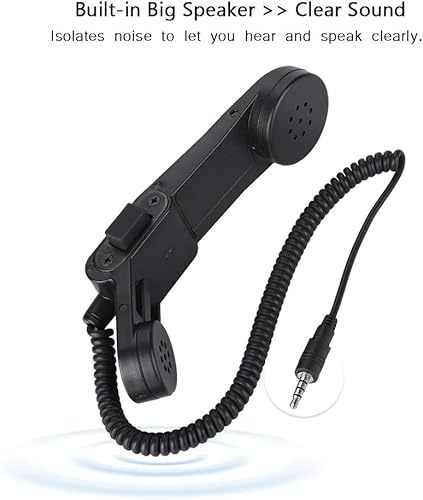 Miniatura 4 de Qiilu Micrófono de hombro PTT, 0.138 in Plug Handheld Speaker Mic HiFi Sound Shoulder o Handheld Retro Teléfono Auricular (negro)