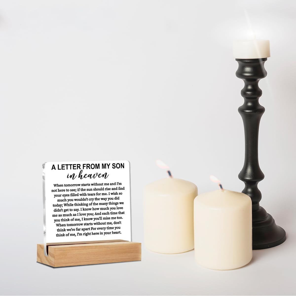Memorial Gifts Acrylic Sign, Remembrance Condolence for Loss of Loved One, A Letter From My Son In Heaven Table Decor Bereavement Gift, Sympathy Gifts for Mom Dad Couple - Image 4