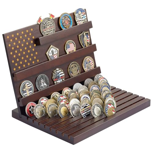 Challenge Coin Display Stand for 80 Coins, Walnut