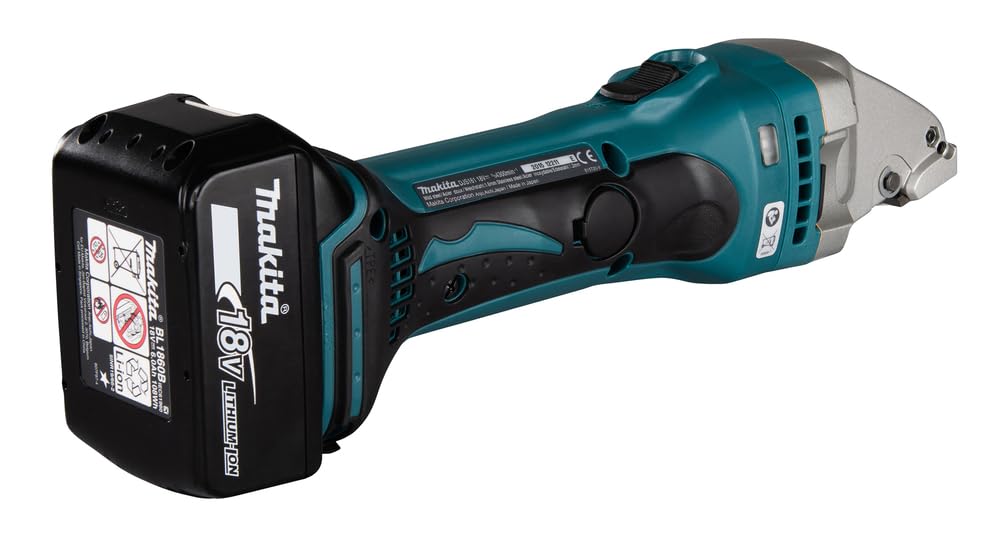 Makita Forbici per lamiere a batteria, 1,6 mm, 18 V, 5,0 Ah, 2 batterie e caricatore in MAKPAC, DJS161RTJ