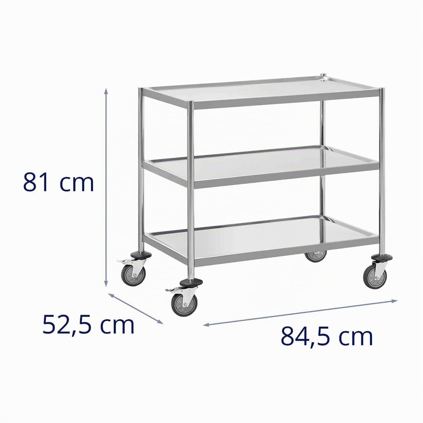 Royal Catering Carro de Servicio Carrito para Hostelería RC_SSTWH_01 (Capacidad de carga: 60 kg, Distancia entre bandejas: 600 mm, Dimensiones de la bandeja: 82 x 50 cm)