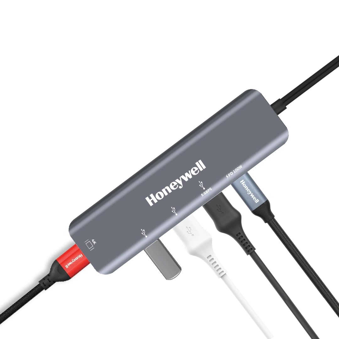 Honeywell New Launch 5-in-1 Type C Docking Station with 4K HDMI Port, 3xUSB 3.0 Port & Type C 3.0 PD 100W, for All Type C Devices- Windows/MacBook, On-The-Go Feature-picture-0
