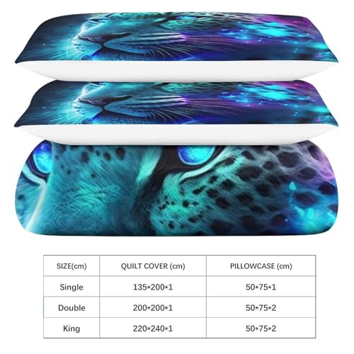 Parure de lit léopard 3D en microfibre douce avec fermeture éclair - 7