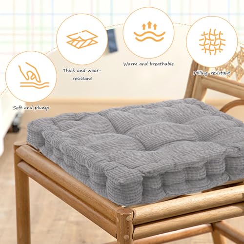 2er Set Sitzkissen, 40x40cm Stuhlkissen für Indoor und Outdoor aus Dicke Polsterung Steppkissen Bodenkissen Bank und Gartenstuhl Quadrat – Bild 5