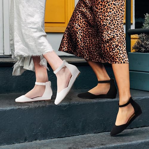 Women Flat Shoes with Ankle Strap, Low Wedge Heel Flats for Women, Comfortable Pointed Toe Dress Shoes for Work Business Wedding2