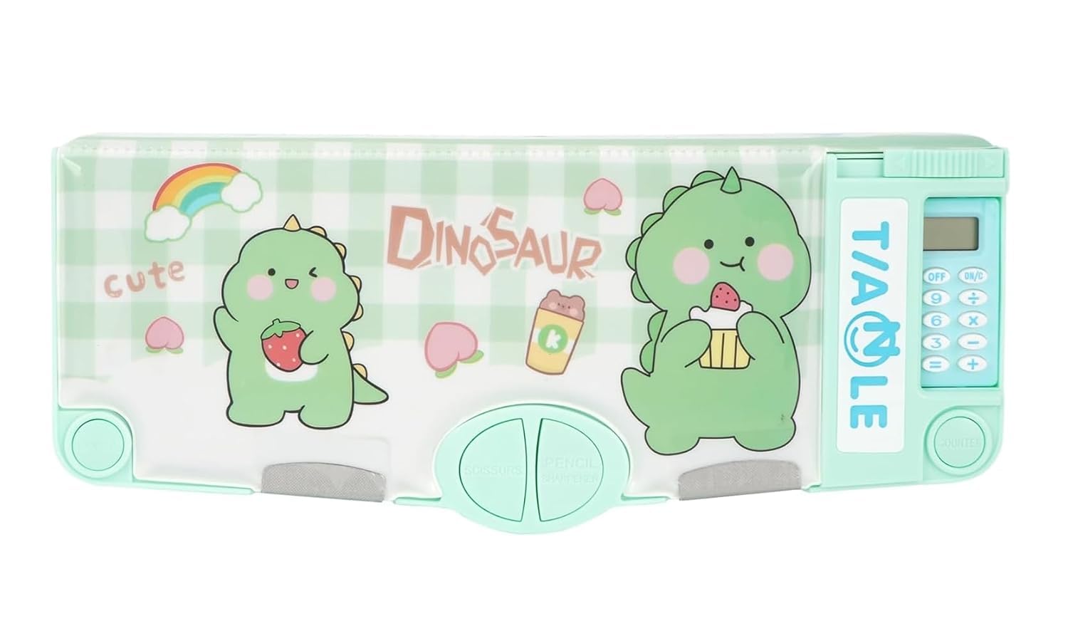Onpalm Enterprise Plastic Multifunctional School Pencil Box with Calculator Cute Cartoon Stationary Compass Geometry Kids with Inbuilt Scissor Ruler Eraser Magnetic Box Best Gifts (Green Dinosaour) (B0DGGZNX1V) Amazon Price History, Amazon Price Tracker