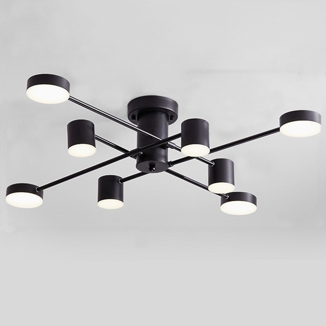 Lustre 8 têtes rotatif avec éclairage LED puissant pour illuminer un grand salon moderne