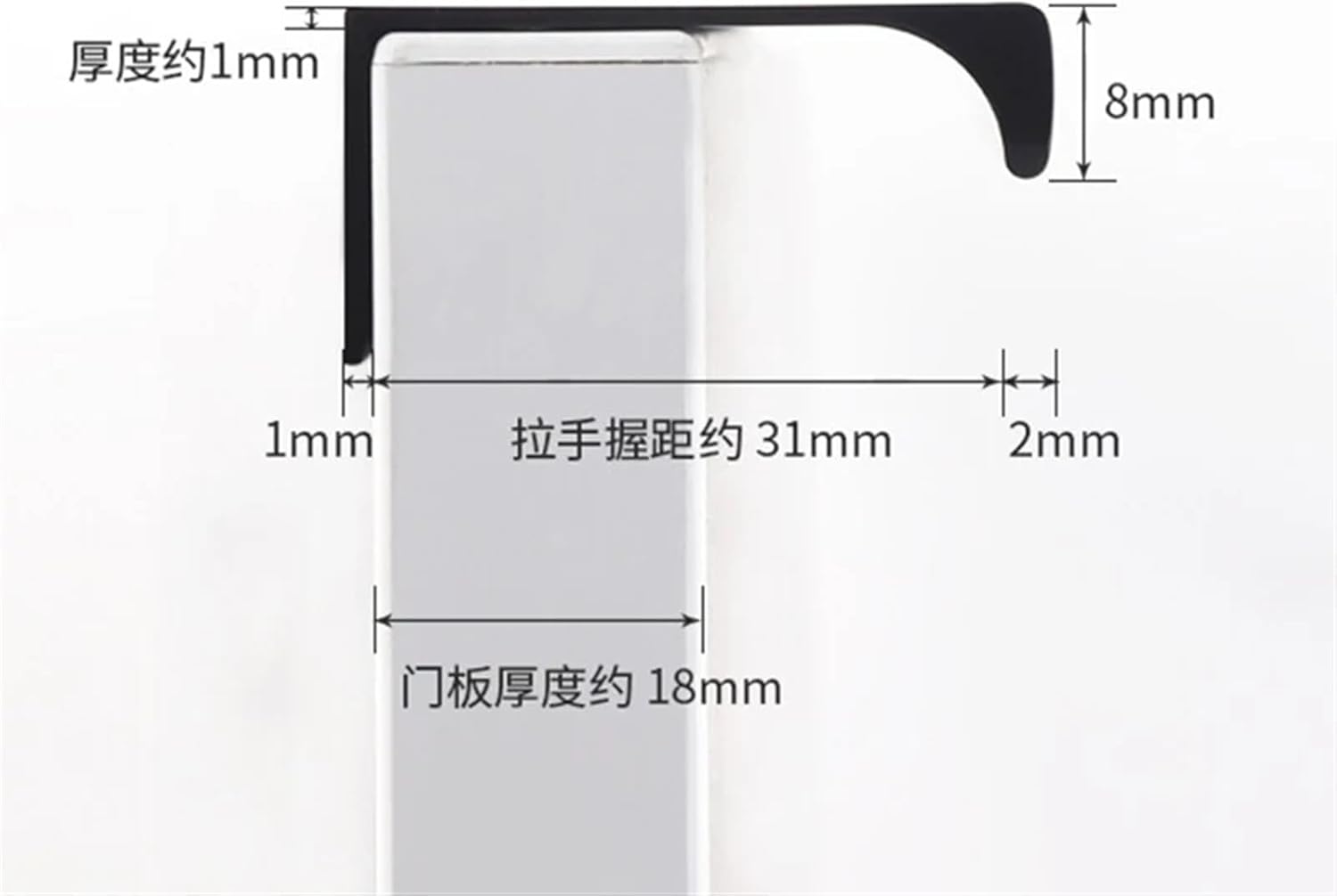 Concealed Furniture Cupboard Finger Edge Handles, Concealed Furniture Handle Black Gold 80-500mm(300mm)