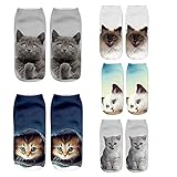 Womens Girls Kitty Cat Novelty Funny Ankle Socks Cute Cartoon Low Cut Socks