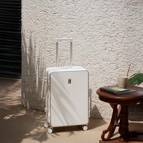 Image of SWISS MILITARY Black Gold Collection Lorenzo-65cm Check-in Hard PC Medium Trolley Luggage Suitcase with Secure Aluminium Frame with Anti-Theft Closure-Ideal for International Travel (70L) White