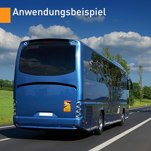 Betriebsausstattung24 3er Set Magnetschild Attention Angles Morts Bus/Wohnmobil - 17,0 cm x 25,0 cm - Französische StVO Artikel R.313-32-1 - Toter Winkel Warnschild - Frankreich