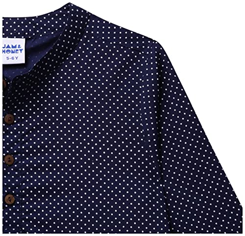 Image of Amazon Brand - Jam & Honey Regular Boys Kurta Sets PJ-SLUB Navy 6-7 Years