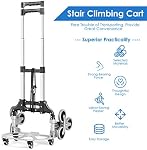 Goplus Stair Climbing Cart, Portable Folding Aluminium Hand Truck Trolley Cart w/Bungee Cord, 6 Wheels, 180 lbs Capacity, Telescoping Handle, All Terrain Stair Climber Dolly for Luggage, Heavy Duty