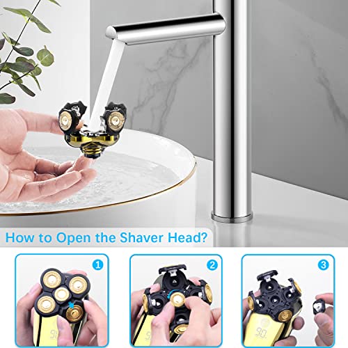 Electric Head Shavers For Bald Men, 5 In 1 Bald Head Shavers For Men Wet Dry, Men’s Head Shaver Head Razors Electric Shavers Cordless Rechargeable Waterproof Electric Razor Shaving Grooming Kit, Gold #TOP6