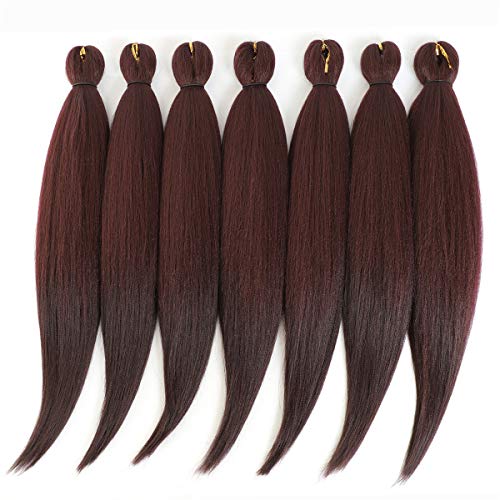 24 '' Pre-stretched Braiding Hair Original Kanekalon Braid Hair Extensions Yaki Texture Crochet Twist Hair Braids without Irritation 7 bundles (99J#)