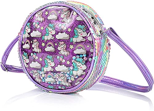 VHIMASA Sac bandoulière avec sac à paillettes violet pour bandoulière réglable Sac pour enfants Cover