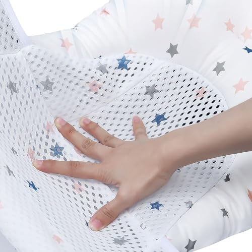 Image of Baby Bath Seat Support Net Soft Infant Bathing Seat Support Mat Suspension Shower Pad Adjustable Non-Slip Newborn Bathtub Sling Mat Baby Sink Bather Tub Shower Net Bathtub Sit Up Mesh 0-6 Month
