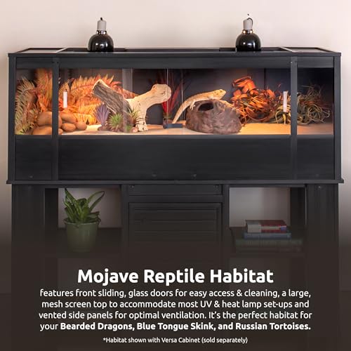 Image of New Age Pet ECOFLEX 60 inch Wide X-Large Reptile Habitat, Mojave Lounge for Snakes, Tortoises & Lizards in Maple, Black & Grey, Easy Assembly, Sliding Glass Doors & Mesh Top