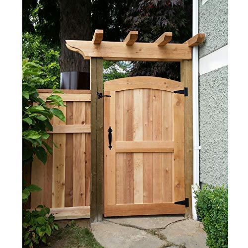 Gate Hardware Kit Heavy Duty,With Self Locking Gate Latch,6 Inch T Strap Gate Hinges And 10 Inch Gate Door Handle Pull,Shed Door Hardware Set For Wooden Vinyl Fence,Gate,Farm,Garden,Black Finish #TOP6