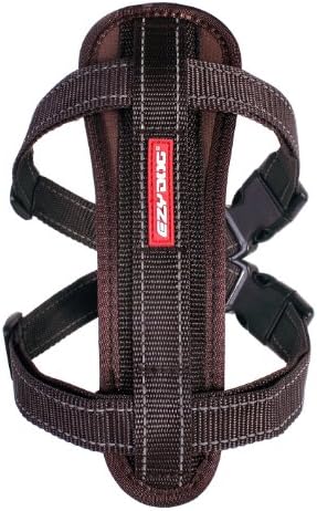 EzyDog Premium Chest Plate Custom Fit Reflective No-Pull Padded Comfort Dog Harness - Perfect for Training, Walking, and Control - Includes Car Restraint Attachment (X-Small, Chocolate)