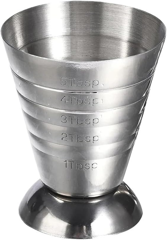 Stainless Steel Measuring Cup 2.5oz/75ml With Mixing Spoon, Multi-Use Cocktail Jigger Set For Home Bar Kitchen(2pcs cup)