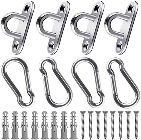 BESTZY 304 Heavy Duty Stainless Steel Eye Plate, 5MM Oblong Pad Eye Plate Metal Staple Ring Hook