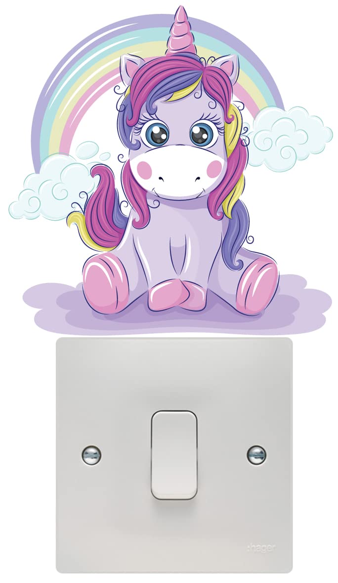 Hodge Creations Rainbow Unicorn Light Switch Wall Art Vinyl Stickers Childrens Bedroom