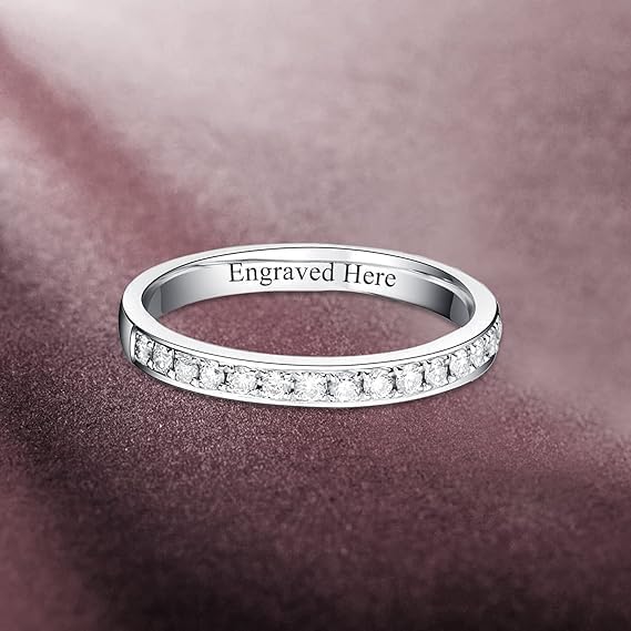 DIYA Personalized Custom Moissanite Couples Rings Set for Him and Her Moissanite Wedding Bands for Couples 925 Sterling Silver Engraved Name Engagement Ring Anniversary Valentine's Day Jewelry Gift